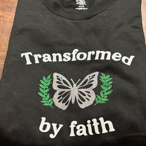 Black Sweat Shirt with Butterfly and Text Design